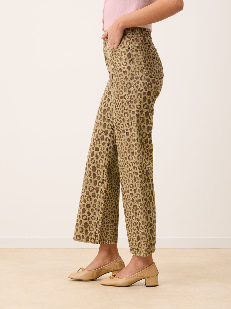 CONCORDE leopard print bootcut jeans worn on a model by Rouje