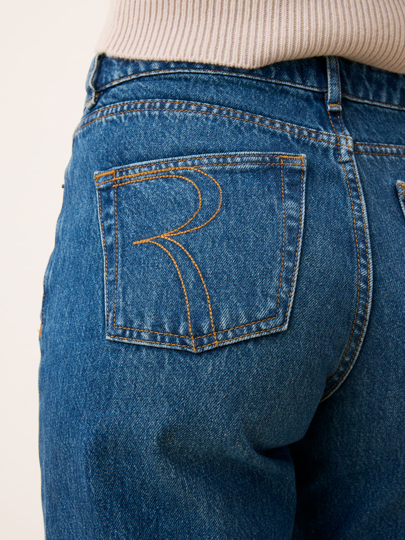 ANVERS indigo wide-leg jeans, side view by Rouje