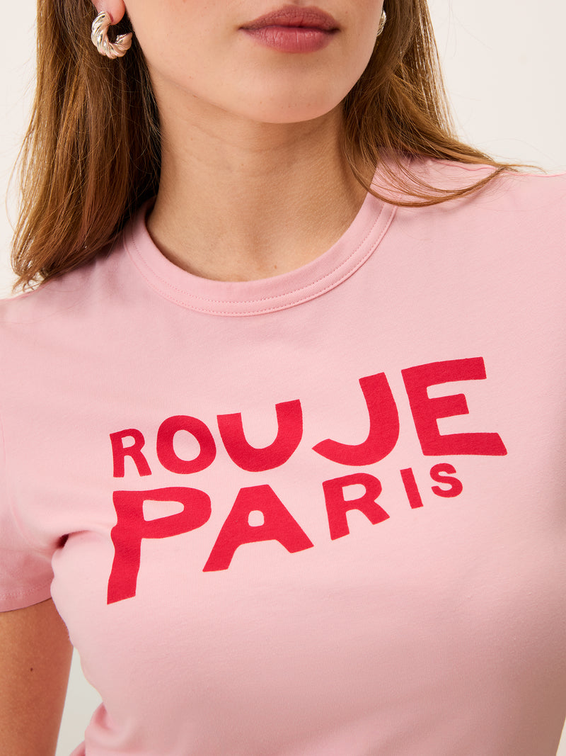 AURELIO pink Rouje Paris logo T-shirt, back view by Rouje
