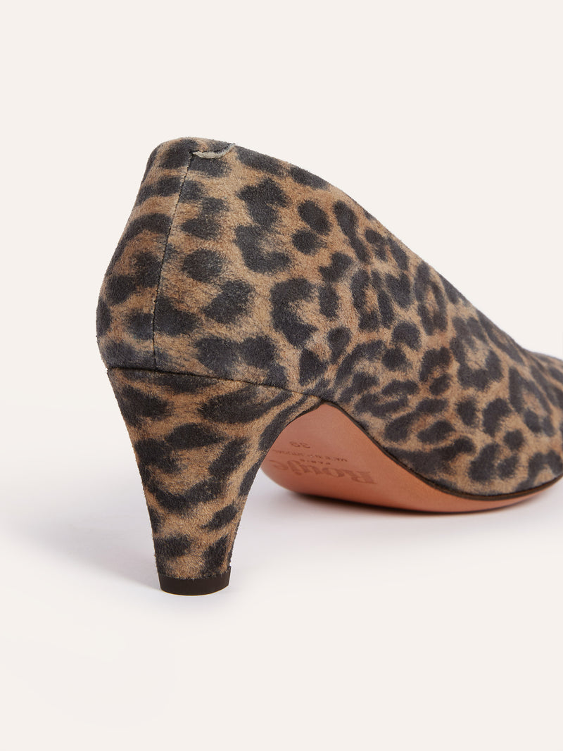 BIMBA leopard print leather pumps, side view by Rouje