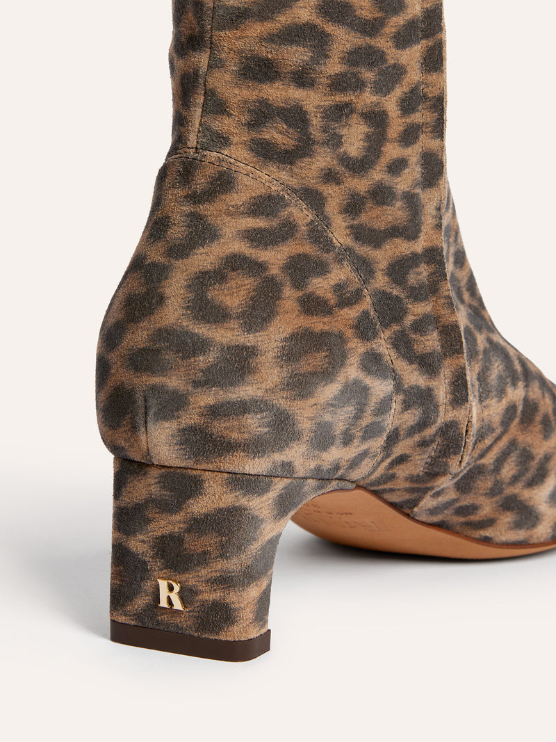 DORIA leopard leather ankle boots, side view by Rouje