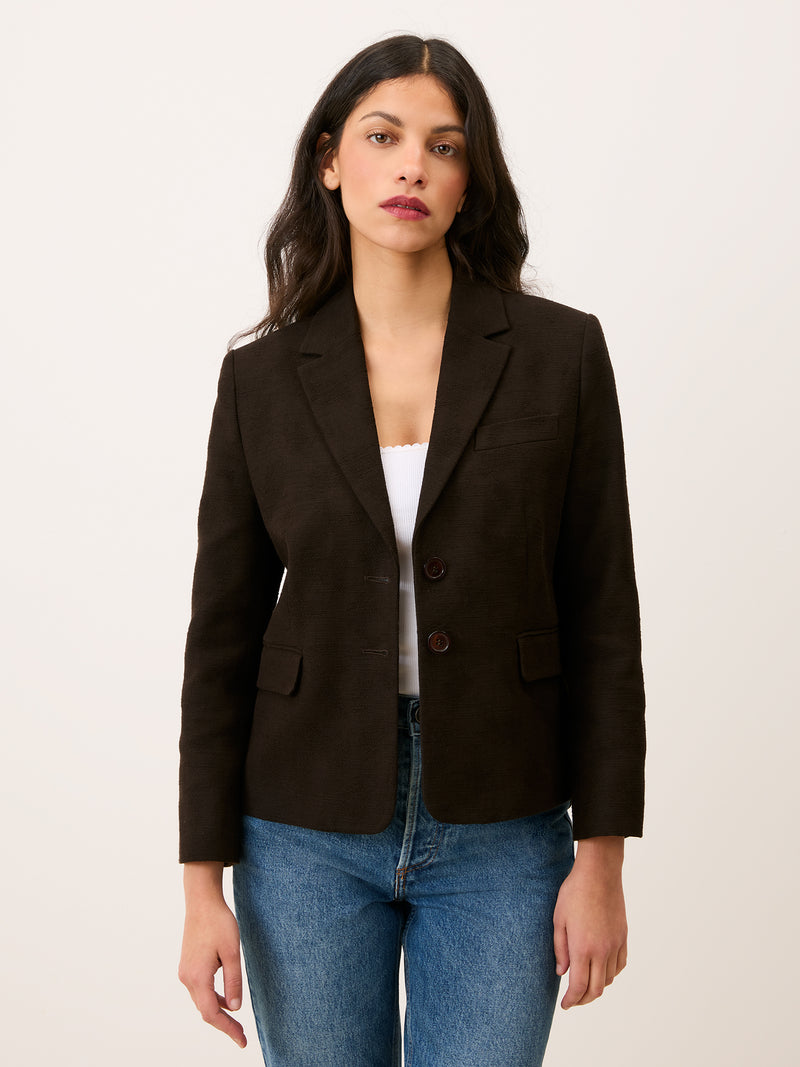 EDGAR coffee cotton jacquard jacket, back view by Rouje