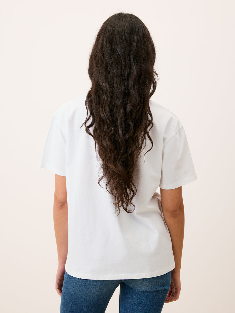 EDOUARD white La Vie en Rouje gradient print T-shirt, detail of print by Rouje