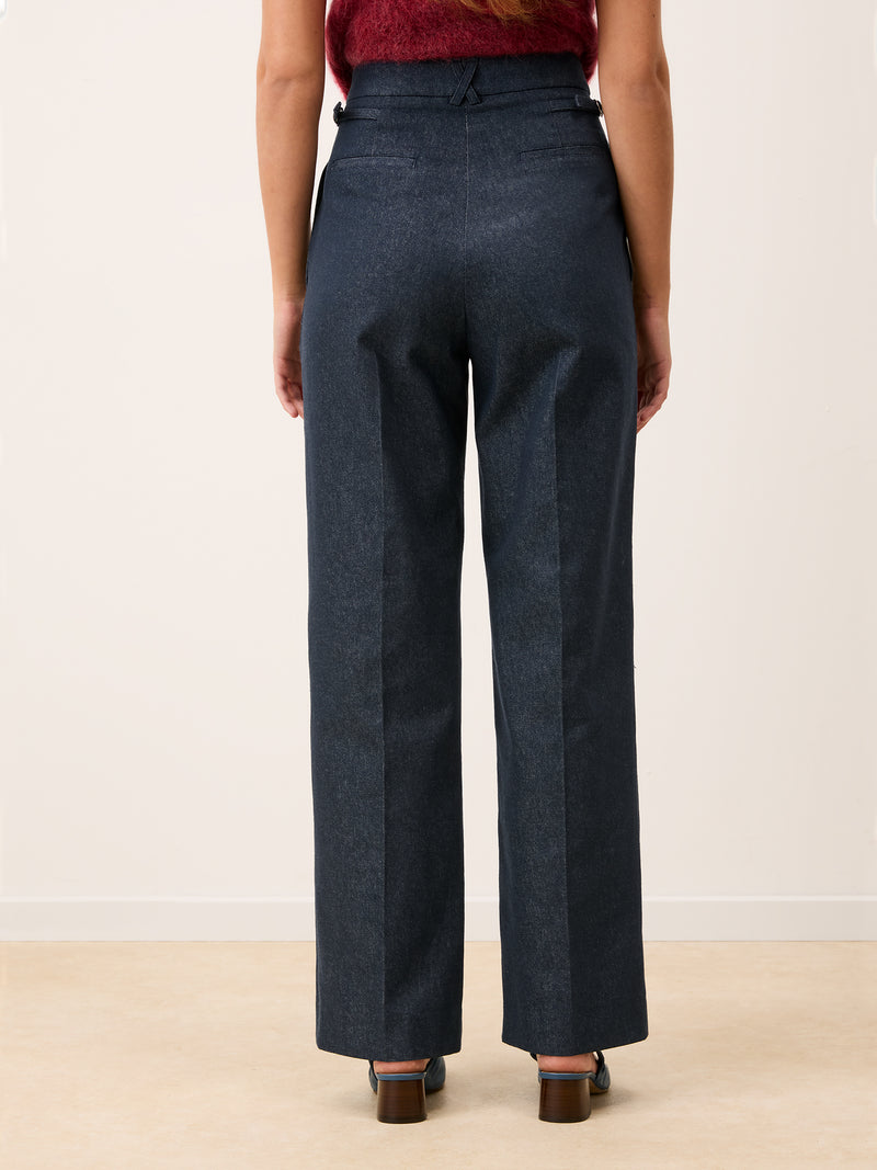 EUGENE denim high-waisted wide-leg trousers, back view by Rouje