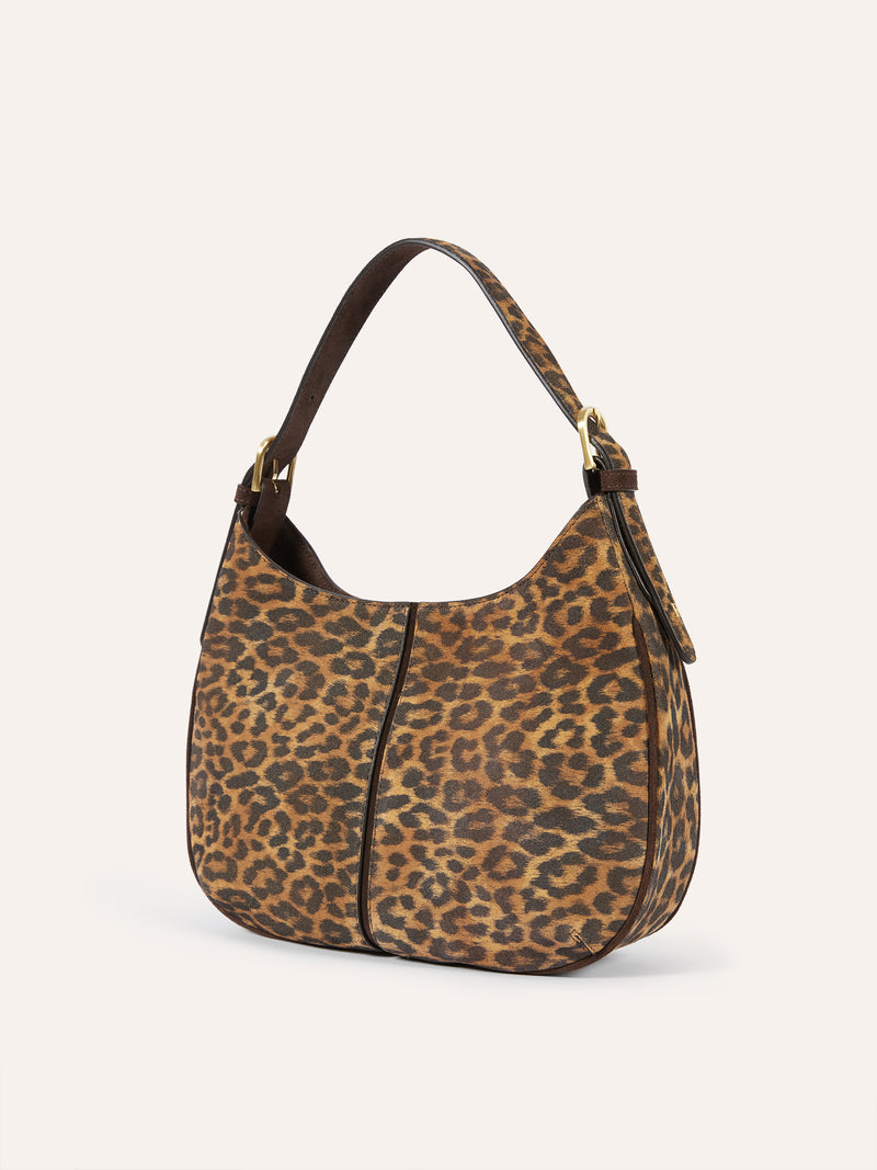 FRENCHY leopard print leather bag, back view by Rouje