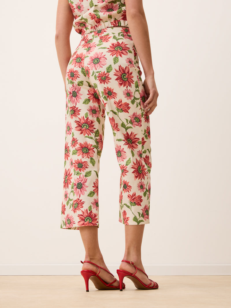 GONTRAN ecru floral cropped pants, detail of wide leg by Rouje