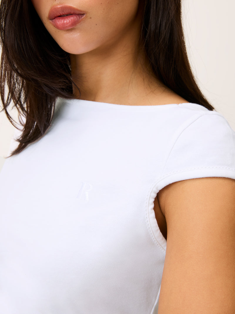 LULU white baby cotton T-shirt, back view by Rouje