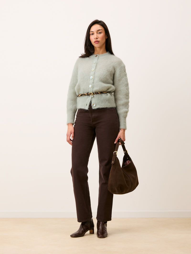 MAINA pastel mint mohair cardigan, additional view by Rouje
