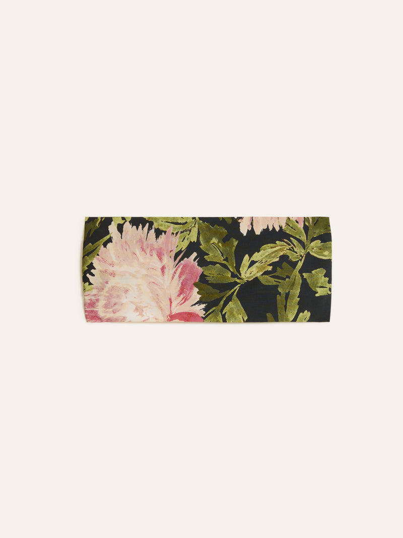 MARCO navy floral headband, back view by Rouje