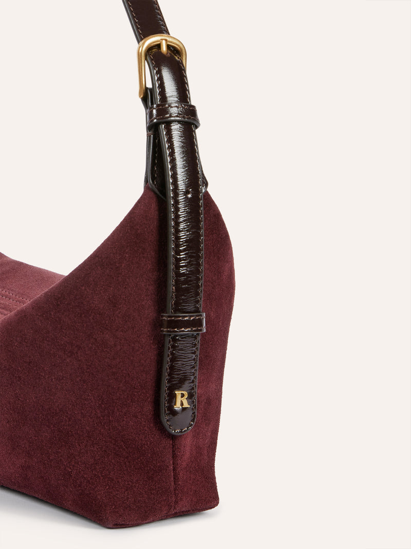 MINUIT plum calfskin bag, back view by Rouje