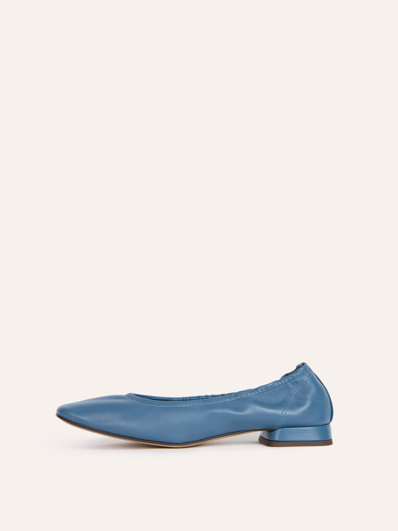 NINA denim-effect leather ballet flats, side view by Rouje