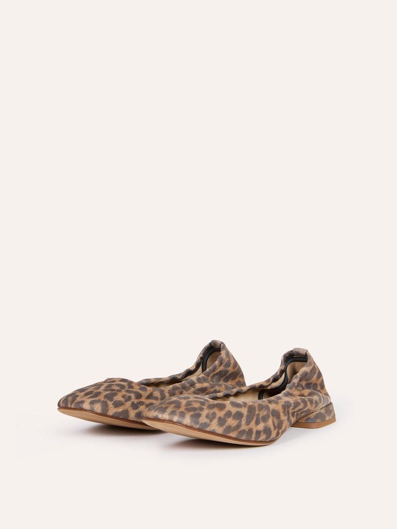 NINA leopard suede leather ballet flats, side view by Rouje