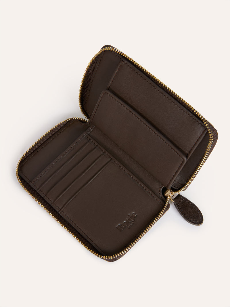 RISTRETTO zebra pony leather zippered wallet, open view by Rouje