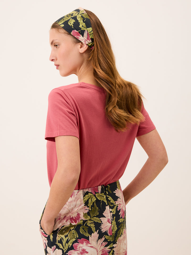 MARCO navy floral headband, side view by Rouje